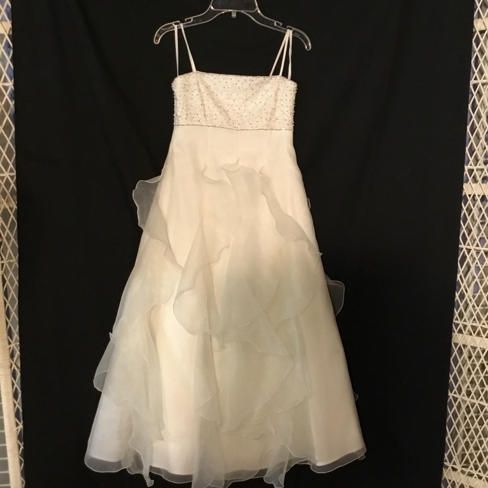 Cream Chiffon Long Dress with Beaded Top